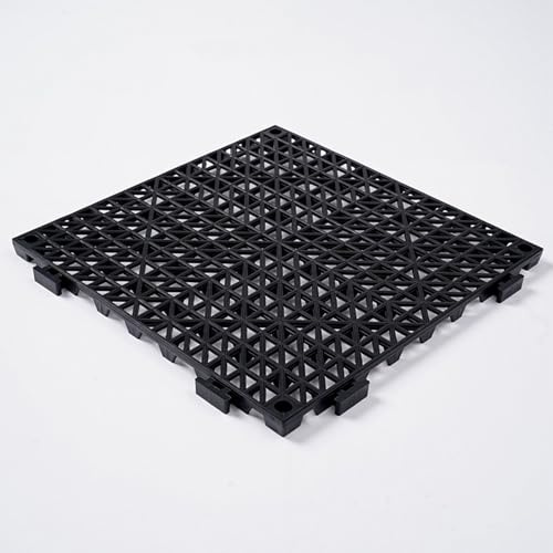 Zickdom Dalles de Jardin Clipsables 30x30 cm en PVC Antidérapantes - Revêtement de Sol Extérieur et Intérieur pour Terrasse, Piscine, Garage, Cuisine, Spa Black 1PC