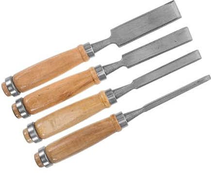 BESTYASH 4pezzi Scalpello per Legno in Legno con Custodia in Ghisa Scalpello Portatile per Intaglio Punta Piatta Strumento per Intaglio di Falegnameria