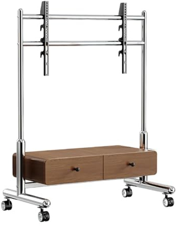 Supporto TV mobile con ruote con freno, carrello TV stabile per televisori da 50 a 85 pollici fino a 132 libbre, ripiano TV mobile resistente, mobiletto per televisore da pavimento