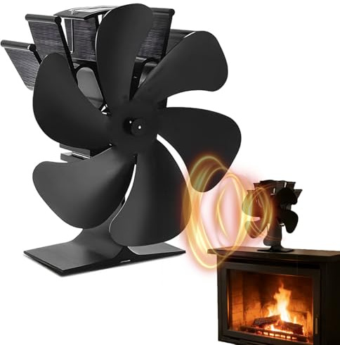 Ventilateur De Poele à Bois Granulés, Ventilateur Silencieux Pour Poele à Bois Magnetique 6 Pales, Alimenté à La Chaleur Fonctionnement Économie D'ÉNergie Pour PoêLe à Bois Cheminée Gaz Bûche