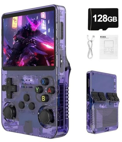 R36S - Consola de juegos portátil retro con pantalla IPS de 3,5 pulgadas, batería de 3500 mAh, tarjeta TF de 128 GB, más de 20.000 juegos, sistema Linux de código abierto para adolescentes y