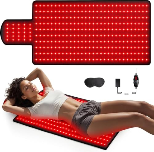 Large Size Red Light Mat, Near-Infrared Light Mat with 660 nm and 850 nm, 36.2 x 15.7 inch, Red Lamp Pad Including the Head, 9 Timers, 5 Adjustable Brightness, and 3 Modes