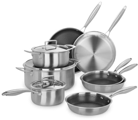 Batteria pentole 11 pezzi Family Tri - Ply acciaio