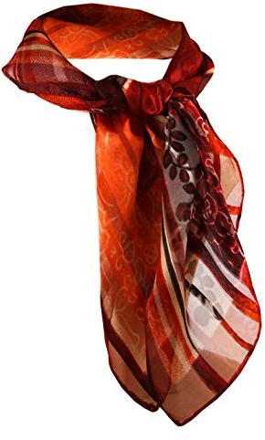 TigerTie Nickituch Chiffon in orange bordeaux silber grau lachs gemustert - Gr. 50x50 cm