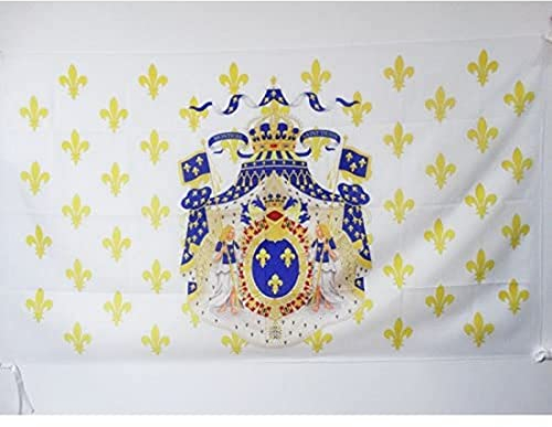 AZ FLAG - Drapeau Royaume de France Grandes Armes - 150x90 cm - Drapeau Royaliste Fleur De Lys 100% Polyester Avec Fourreau et cordelette - Pavillon 110 g