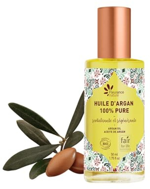 Fleurance Nature- Huile d'Argan 100% Pure & Bio- 50ml- soin visage corporel certifié Bio Cosmos Ecocert- Huile d'argan visage, cheveux et corps- cosmetique bio-24182