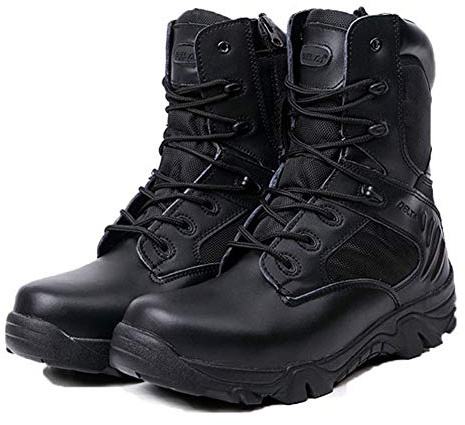 LiliChan de los Hombres Táctico Botas Delta Lado Cremallera Militar Trabajo 8 Pulgadas Ejército Zapatos (41, Negro)