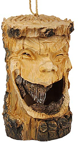 alles-meine.de GmbH Vogelhaus/Dekofigur - lächelnder Baum - 21 cm - aus Kunstharz/Polyresin - Nistkasten Vogelhäuschen Vogelnistkasten - für Garten & Balkon - Bunte Farben / ..