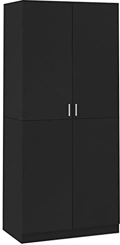 vidaXL Kleiderschrank mit 2 Türen Garderobenschrank Garderobe Schrank Schlafzimmerschrank Dielenschrank Schwarz 90x52x200cm Holzwerkstoff