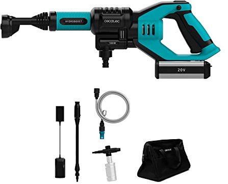 Cecotec Hidrolimpiadora con batería HydroBoost 10000 Liberty. Potencia 180 W, Presión máx 24 Bares, Caudal máx 180 l/h, Modo Eco, Autonomía 55 min, Incluye Botella de Jabón y Bolsa de Transporte