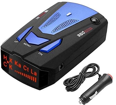 Auto V7 Radarwarner für Auto, Riloer Voice Prompt Alarm 3-Tasten-Radarwarner mit einfacher Bedienung und Autoladekit, blau