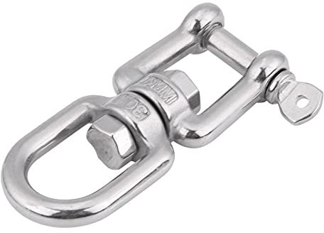 Heavy Duty Swivel Link, Heavy Duty 304 Stainless Steel Swivel swing Eye ing Snap hook Hooks Rolling Shackle Device Marin With Key Rings Silver(6mm)