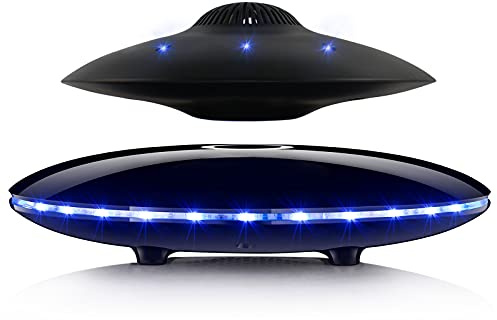 RUIXINDA Altavoz Bluetooth levitante magnético, altavoces OVNI levitantes con luces LED, rotación de 360 grados, altavoces flotantes inalámbricos para decoración del hogar y la oficina, gadgets
