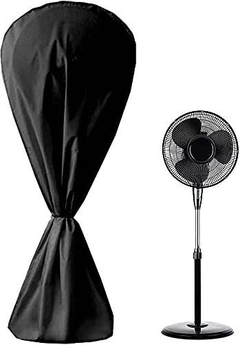 BOSKING Fan Cover Dustproof Waterproof 420D Oxford Standing Pedestal Round Floor Electric Fan Dust Covers for Indoor Outdoor Household Patio Fans (Black)