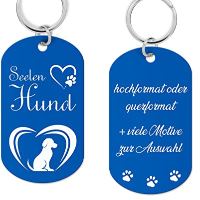 Aluminium Hundemarke Schild mit Gravur - Hundemarke personalisiert mit hochwertiger Lasergravur, Adressanhänger Hund personalisiert für Hunde oder Katzen (hellblau)