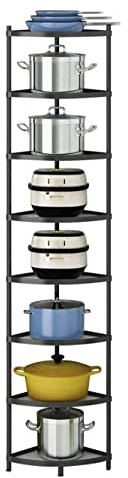 ZANIYO Kitchen Corner Shelf Rack, Multi-layer Pot Rack Storage Organizer Metal Shelves Holder (8 Tier)