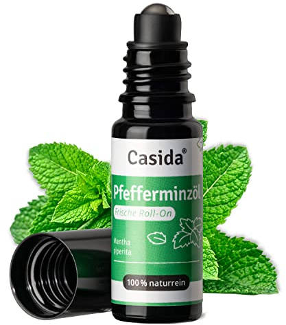 Casida Pfefferminzöl Roll-On - klärend, lindernd bei Kopfschmerzen - Duftöl, Aromaöl, Ätherisches Öl für die Aromapflege unterwegs - aus der Apotheke - 10 ml
