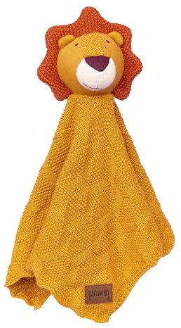 SIGIKID 39632 Strick-Schnuffeltuch Bär Knitted Love, kuschelweiches Schmusetuch aus Baumwollstrick Einschlafhilfe und Tröster für Babys & Kinder von 0-36 Monaten, Orange, 40x40x7 cm