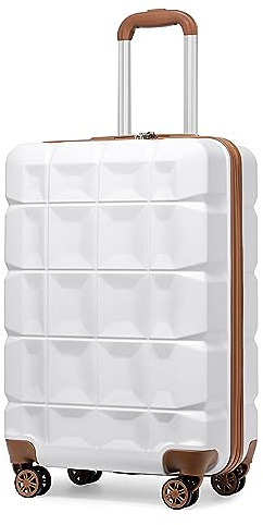 KONO Handgepäck Koffer Trolley Handgepäck 54cm Zwillingsrollen ABS Hartschalenkoffer Reisekoffer mit TSA Schloss 4 Rollen, 54x34x22cm (Koffer Handgepäck, Weiß)