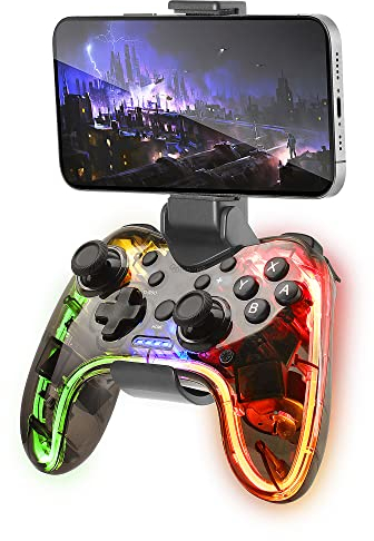 Mars Gaming MGPBT, Controller Bluetooth 5.0, RGB Neon, Adattatore Smartphone, Giroscopio e Vibrazione Aptica, Joystick Analogici, Gamepad per Switch, PC, Mac, Android, iOS, Raspberry Pi, PS3
