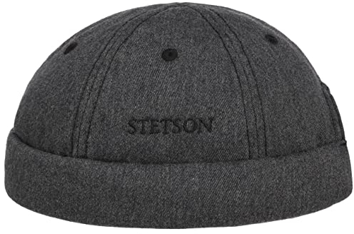Stetson Cotton Melange Dockermütze Herren UV Schutz 40+ 100% Baumwolle Docker mit Klettverschluss Sommer Winter anthrazit L (58-59 cm)