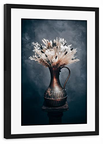 artboxONE Poster mit Rahmen schwarz 60x40 cm Trockenblumenstrauß Schwarz Weiß von Steffen.Gierok - gerahmtes Poster