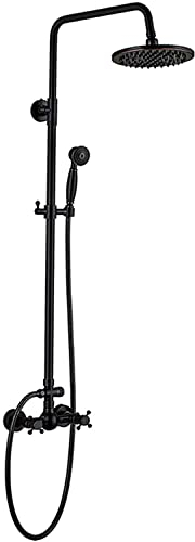 DERBUT Duschsystem, Luxus-Duscharmatur-Set, Wandmontage, Duschmischbatterien, Set mit 20 cm Kopfbrause und Handbrause, Aufputz-Duschsäule, einfache Installation, schwarzes Bronze-Finish