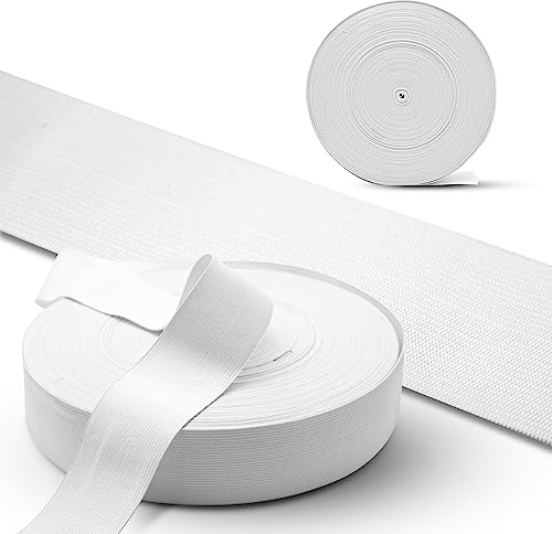 DOJA Barcelona | Elastique Couture | Pack Rouleau Blanc 50M | Bande Elastique Couture | Large 50mm | en Polyester, Caoutchouc | Élastique | pour Élastique Couture, Pantalon, Jupe, Vetement, Ceinture