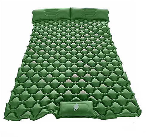 Uppblåsbar bäddmadrass Outdoor Picnic Tpu Dubbel liggunderlag, självuppblåsande madrass camping, vattentäta och fuktsäkra rullmattor, med 2 självuppblåsande kuddar, för rygg (furugrön) beautiful