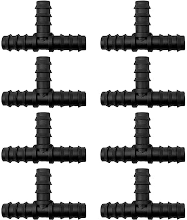 LICQIC 13 mm (1/2 Inch) Pipe/Hose Irrigation Connectors, Garden Irrigation Fittings, Soaker Hose Connectors, 8 Pcs Tee