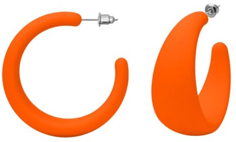 Soul-Cats 1 Paar Kunststoff Creolen in 9 trendigen Farben Acryl Ohrstecker Ohrringe Hoops Retro, Farbe: orange