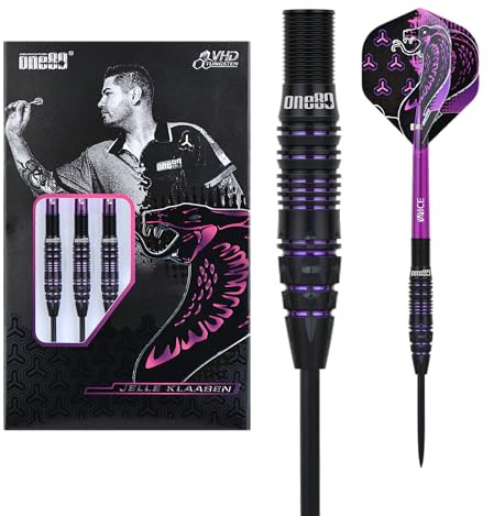 ONE80 Steel Dart Jelle Klaasen The Cobra VHD 90% Tungsten Steeltip Dart Steeldart Hochwertiger Tungsten Dart Dartpfeile Set mit Schäften und Flights