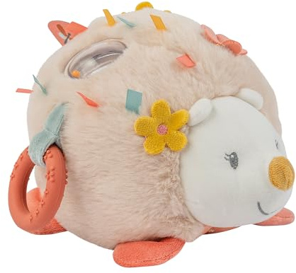 Nattou Aktiv-Kuscheltier aus Polyester, Kuscheltier-Igel Zoë mit Rassel, Spiegel und mehr, Ca. 22 cm, Mila, Zoë und Lana, Beige