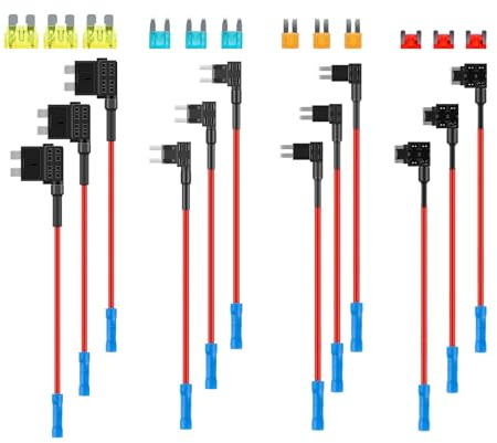 SWAWIS 12 Stück Stromdieb Sicherung Kfz Set, 20A/15A/10A/5A Autosicherungen, 4 Typen ATO ATC ATM APM, Regular/Mini/Micro2/Low-Profile Mini Kfz Sicherung für Auto LKW Boot