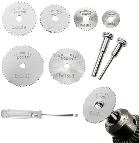 Dischi Diamantati Mini di Tagliante,8 Pezzi Dischi da Taglio per Dremel,Seghe Circolari Lame,per Tagliare Legno,Plastica, Rame,Alluminio,Fibra di Vetro,Metallo Morbido,Con 1 Cacciavite