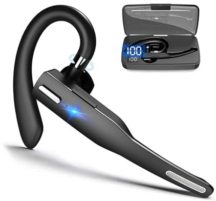 Bluetooth Oreillette Casque sans Fil Écouteurs Bluetooth avec Microphone pour Réduction de Bruit Casque Mono Communication en HD Qualité Libre mains avec boîtier de chargement LED pour iOS/Android