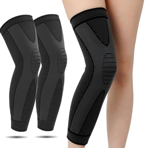 AYNKH 1 paio di manicotti a compressione per gamba, extra lunghi, antiscivolo, per ginocchio, polpaccio, supporto per basket, calcio, corsa, artrite, sollievo dal dolore articolare, tendinite e