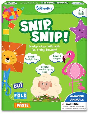 Skillmatics Snip Snip Animals, Scissor Skills, Felt Craft Kit for Kids | Safety Scissors, Fine Motor Skills for Preschool, Screen-Free, Learning Toy, Toddlers, Gift for Kids Ages 3, 4, 5, 6, 7