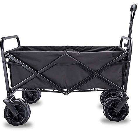 CCYENG Zusammenklappbarer Campingwagen/-Karren - Zusammenklappbarer, Stabiler Stahlrahmen, Garten-/Strandwagen/-Karren, Hochleistungs-Transportwagen, Maximale Belastu