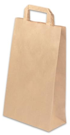 Daybays Papiertüten 32+12 x 41 cm Braun 25 Stk. Geschenktüten Papiertragetaschen mit Henkel aus Kraftpapier, Papiertaschen Geschenktüte Papiertüte klein (25)