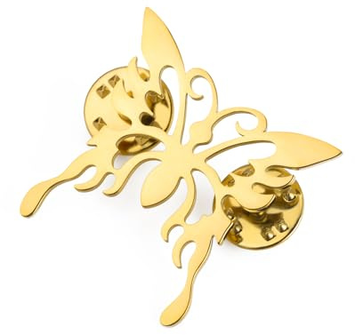 Dreamtimes Papillon Épinglettes pour les femmes Insecte Pin Lapel en acier inoxydable Pin de sécurité Mignon Papillon forme Corsages Épinglettes Décoration (or)