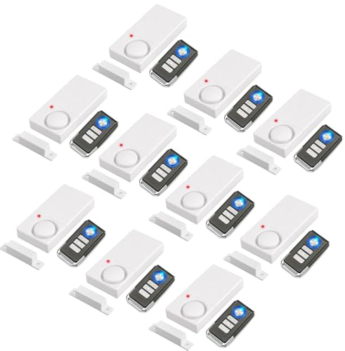 NineLeaf Drahtloser Türalarm mit Fernbedienung, Alarme für offene Fenster, Haussicherheitssensor, Poolalarm für Kindersicherheit, Schiebetür (10er Pack)