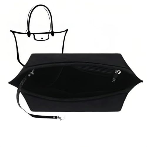 Charinor Premium Taschen Organizer für Longchamp, Taschenorganizer L aus Filz mit Schlüsselkette(SchwarzL)