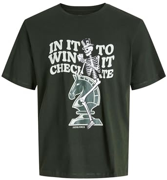 JACK & JONES Camiseta Masculina Más Tamaño Impreso Camiseta