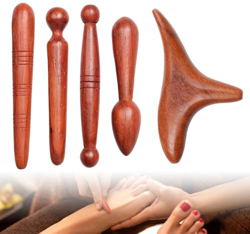 4 Pièces Bâton En Bois Réflexologie, Baton De Massage, Ensembles D'outils De Massage, Bâtons De Massage En Bois Pour Massage Professionnel Des Jambes,Des Épaules,Du Dos Et L'acupuncture
