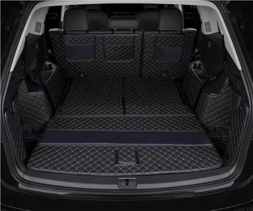 Für VW Für Tiguan Für Allspace 7 Seats Kofferraummatte | 2018-2023 Special Fahrzeug Kofferraum Matten Waterproof Kofferraum Carpets Ladung Liner Abdeckung(Black with black)