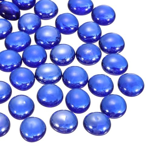 sourcing map Perline di vetro, 40 pezzi, blu scuro, 0,2 kg (1,2-1,4 cm), ciottoli di vetro per riempire vasi, decorazioni per acquari, fai da te