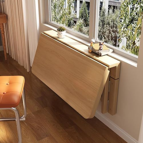 Tavolo pieghevole da parete, in legno massiccio, per piccoli spazi, per lavanderia, casa, ufficio, postazione di lavoro per computer, panca da lavoro per studio, tavolo da pranzo da cucina (100 x 50