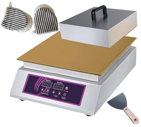 QUSYZD Máquina eléctrica Individual para Hornear Comercial, máquina de Pan de mostrador con Placa calefactora, Parrilla para Hornear Muffins, panqueques y postres, Control de Temperatura de 0,