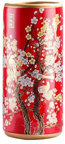 QTQHOME Regenschirmständer aus Keramik, handgefertigter Schirmhalter mit Vogeldruck, Porzellan, Bodenständer, Vintage-Keramik-Blumenvasen für Zuhause, Büro, Innenbereich, 19,3 cm Durchmesser x 44 cm